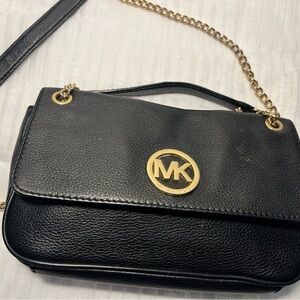 Michael Kors Black Crossbody Bag with Gold Hardware
